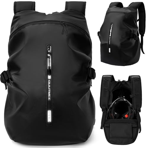 OUUTMEE Motorcycle Backpack, Waterproof Helmet Backpacks for Men Storage Motorcycle Bag with Reflective Stripe - Image 1