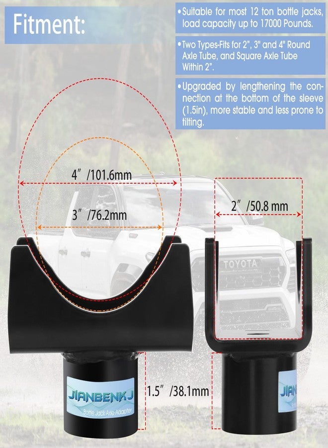 JIANBENKJ Bottle Jack Axle Adapter, Bottle Floor Jack Axle Adapter Lifting Saddle for 2”, 3", 4" Axle Tube and Square Axle Tube Within 2”, Bottle Jack Axle Saddle for Within 1.5" Jack Lifting Platform - Image 3