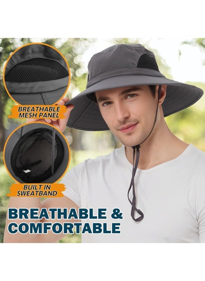 NIBEMINENT Wide Brim Sun Hat, UPF 50+ UV Protection Waterproof Packable Bucket Hat for Men & Women, Fishing Hiking Beach Garden  - Image 5