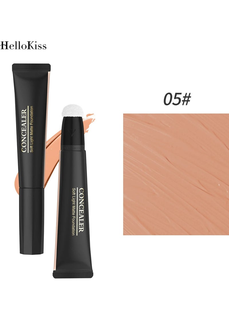 HelloKiss - Concealer Soft Light Matte Foundation Concealer Conceals Blemish and Redness Flawless Natural Coverage for Normal to Oily Skin Instant Age Rewind Eraser Dark Circles Treatment 05 - Image 1