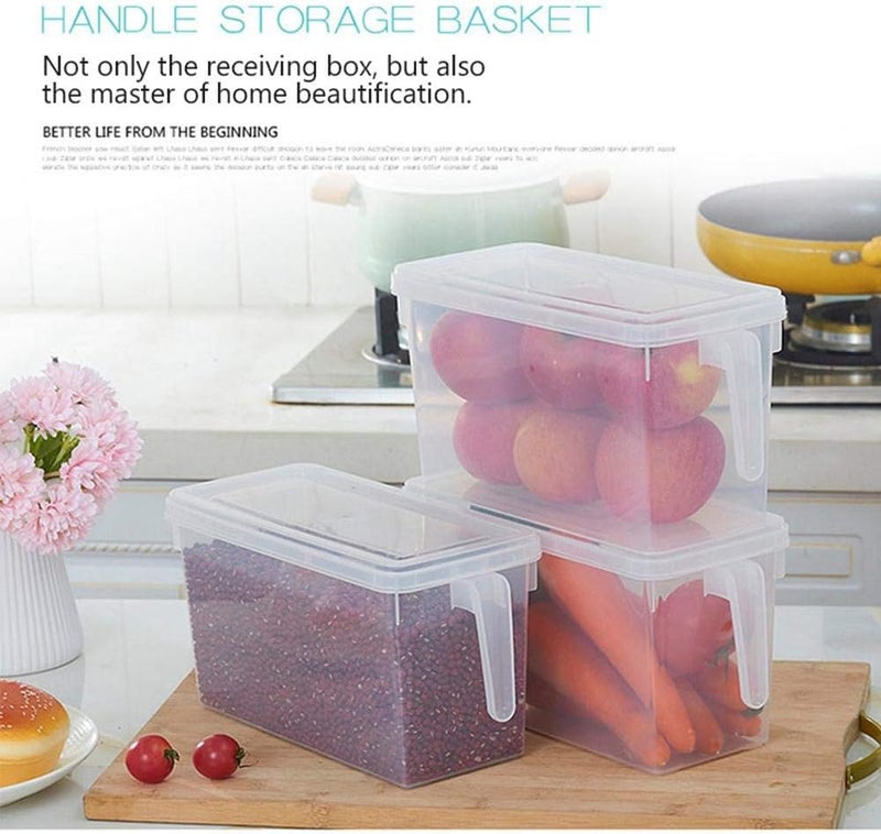Volwco Food Storage Boxes With Lids Freezer Safe 3 Pcs 4.7L Large Plastic Kitchen Refrigerator Stackable Food Fruit Storage Containers With Handle - Image 5