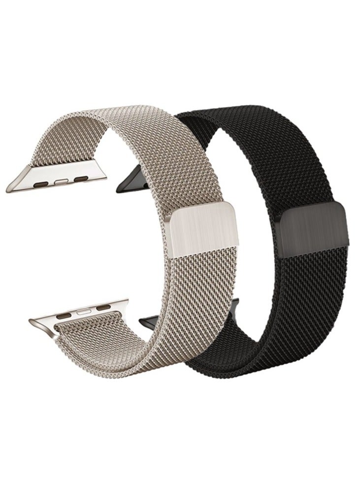 2pcs Steel Strap Compatible with Apple Watch 42/44/45/49mm - Image 1