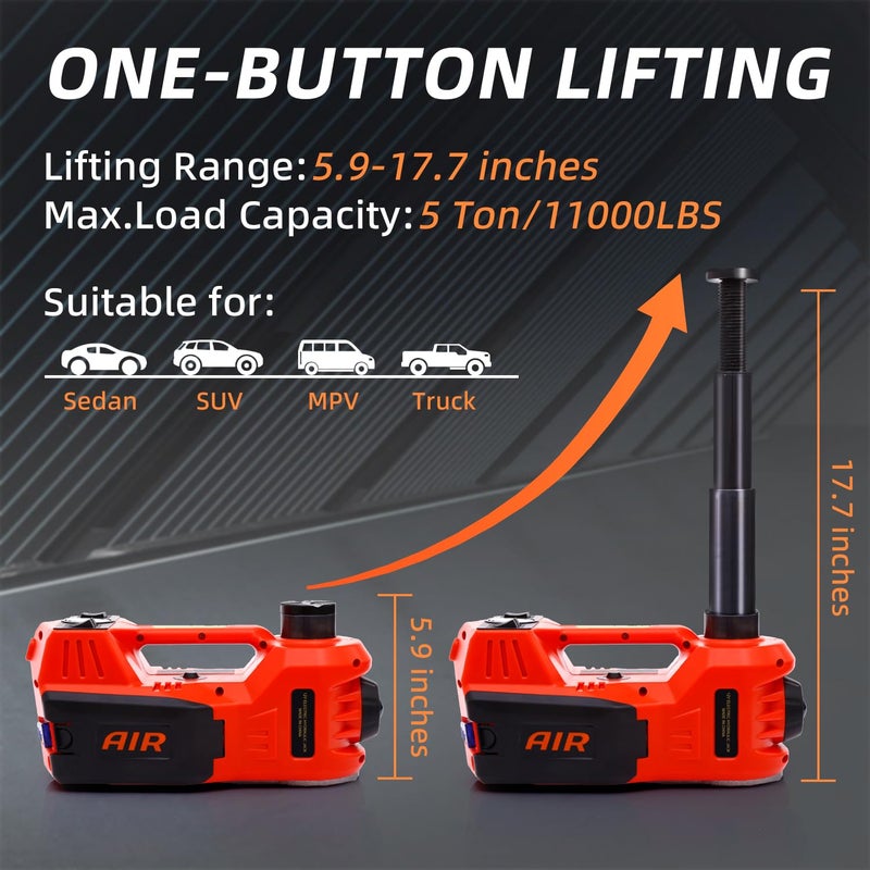 STANDTALL Electric Car Jack Kit 5 Ton 12V Electric Jack for Car with Impact Wrench and Tire Inflator Pump for SUV Sedan Truck Change Tires Garage Repair - Image 2