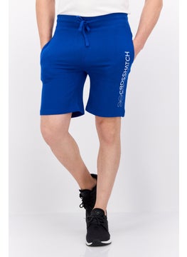 CROSSHATCH Men Drawstring Brand Logo Basic Shorts, Blue  - Image 1