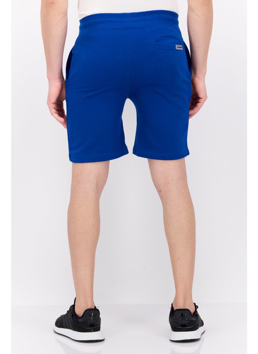 CROSSHATCH - Men Drawstring Brand Logo Basic Shorts, Blue - Image 1
