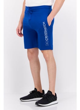 CROSSHATCH Men Drawstring Brand Logo Basic Shorts, Blue  - Image 2