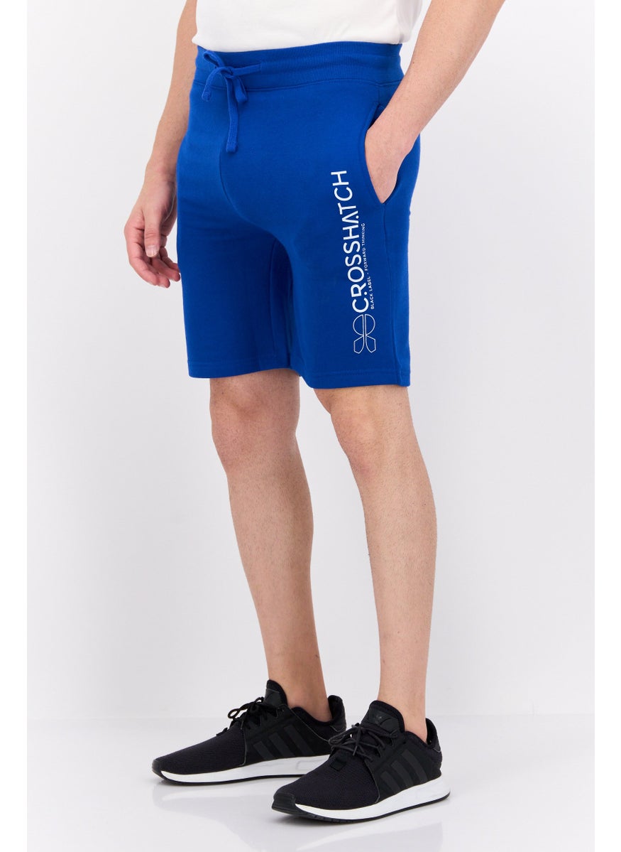 CROSSHATCH - Men Drawstring Brand Logo Basic Shorts, Blue - Image 1