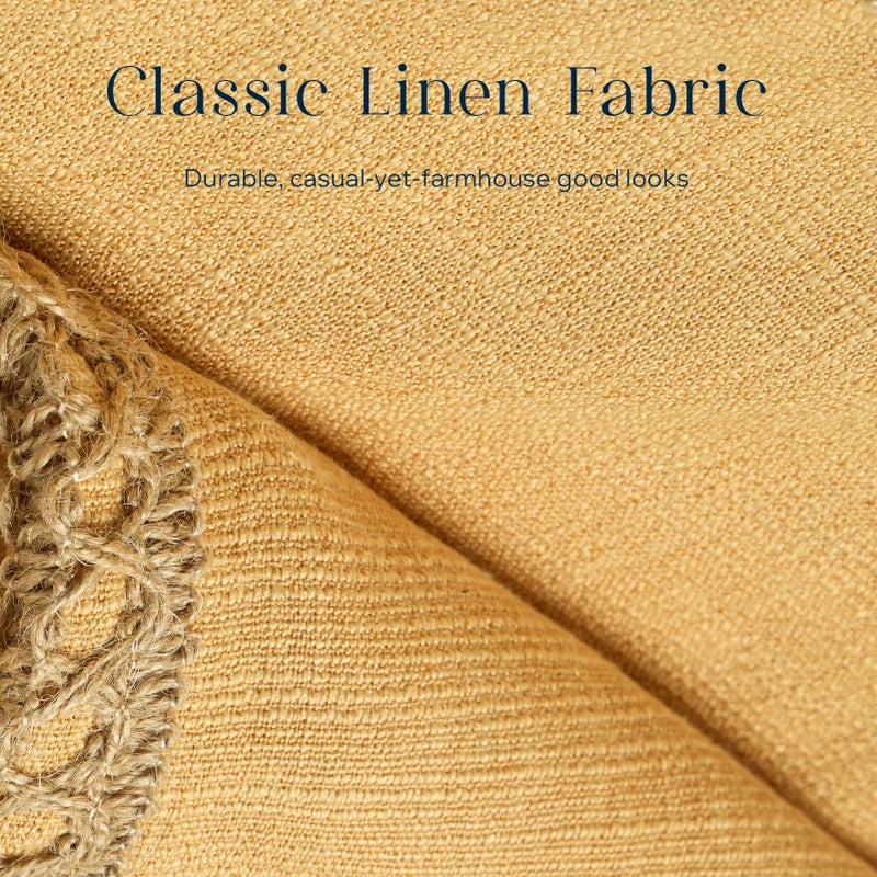 Phantoscope Pack of 2 Farmhouse Decorative Throw Decorative Pillow Cover Burlap Linen Trimmed Tailored Edges  Mustard Yellow  20 x 20 inches  50 x 50 cm - Image 2