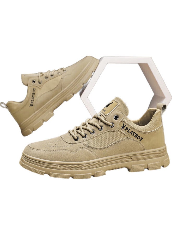 PLAYBOY Men'S Shoes, Summer Fashion Casual Shoes, Men'S Thick-Soled Shoes, Korean-Style Sports Martin Boots, Sand Color, Size 42 - Image 3