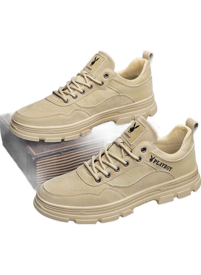 PLAYBOY Men'S Shoes, Summer Fashion Casual Shoes, Men'S Thick-Soled Shoes, Korean-Style Sports Martin Boots, Sand Color, Size 42 - Image 2