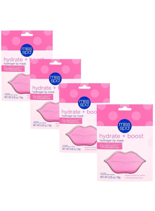 MISS SPA Lip Mask, Hydrate Boost Hydrogel Pink Lip Mask, Sooth Restore Lips, Lip Plumper, Moisturizing And Reducing Fine Lines, Anti-Aging Face Mask Skin Care, Nourishing Honey Lip Patches 4 Pack - Image 1