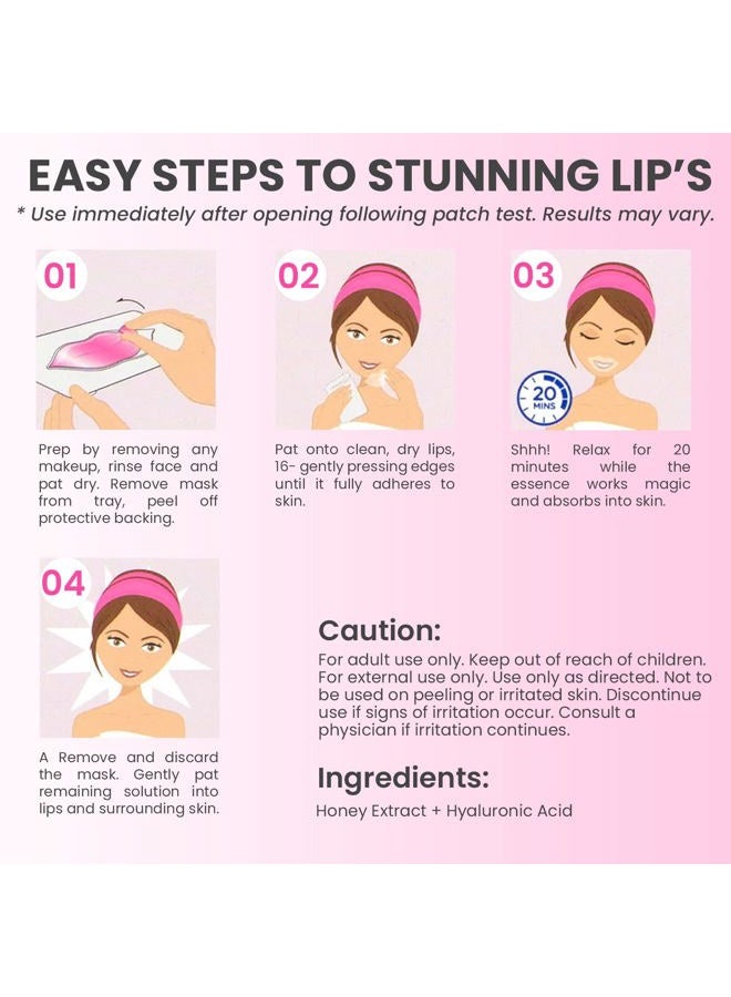 MISS SPA Lip Mask, Hydrate Boost Hydrogel Pink Lip Mask, Sooth Restore Lips, Lip Plumper, Moisturizing And Reducing Fine Lines, Anti-Aging Face Mask Skin Care, Nourishing Honey Lip Patches 4 Pack - Image 4