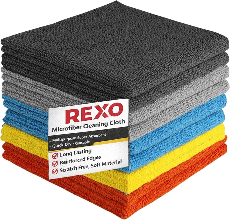 REXO Microfibre Cleaning Cloth - Premium Multi-Surface Lint Free Cloths (30x30 cm, 10-Pack) - Image 1