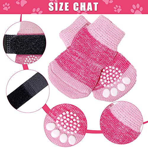 Frienda 8 Pieces Anti-Slip Socks for Cats Small Dog Socks to Prevent Licking Paws, Traction Control Boots Paw Protectors for Hardwood Floors for Puppy Small Dogs and Kittens(S,Pink) - Image 3