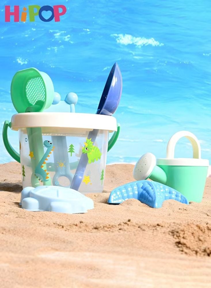 Dream Zone مجموعة ألعاب رمل الشاطئ، مع حقيبة شبكية، دلو رمل شفاف، ألعاب نموذجية، مجرفة، مشط، مجموعة ألعاب شاطئية خارجية للأطفال، الصغار، الأولاد والبنات (7 قطع) - Image 4