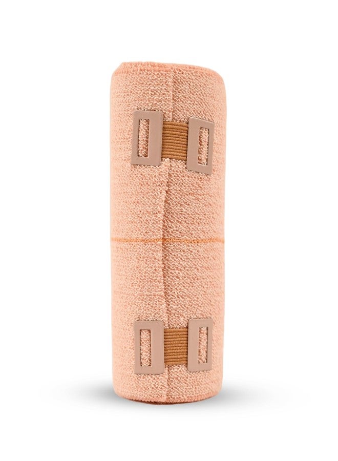 Q DEVICES Elastic Crepe Bandage for Support & Relief - Air-Permeable, Skin-Friendly, Easy to Cut (10 cm x 4 m) - Image 1