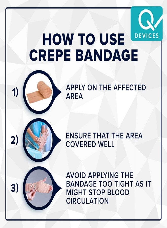 Q DEVICES Elastic Crepe Bandage for Support & Relief - Air-Permeable, Skin-Friendly, Easy to Cut (10 cm x 4 m) - Image 4