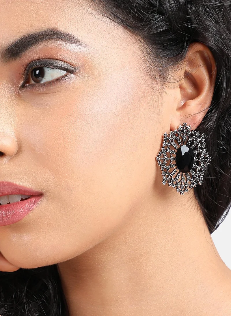 SOHI Crystal Snowflake Artificial Stud Earring Jewellery