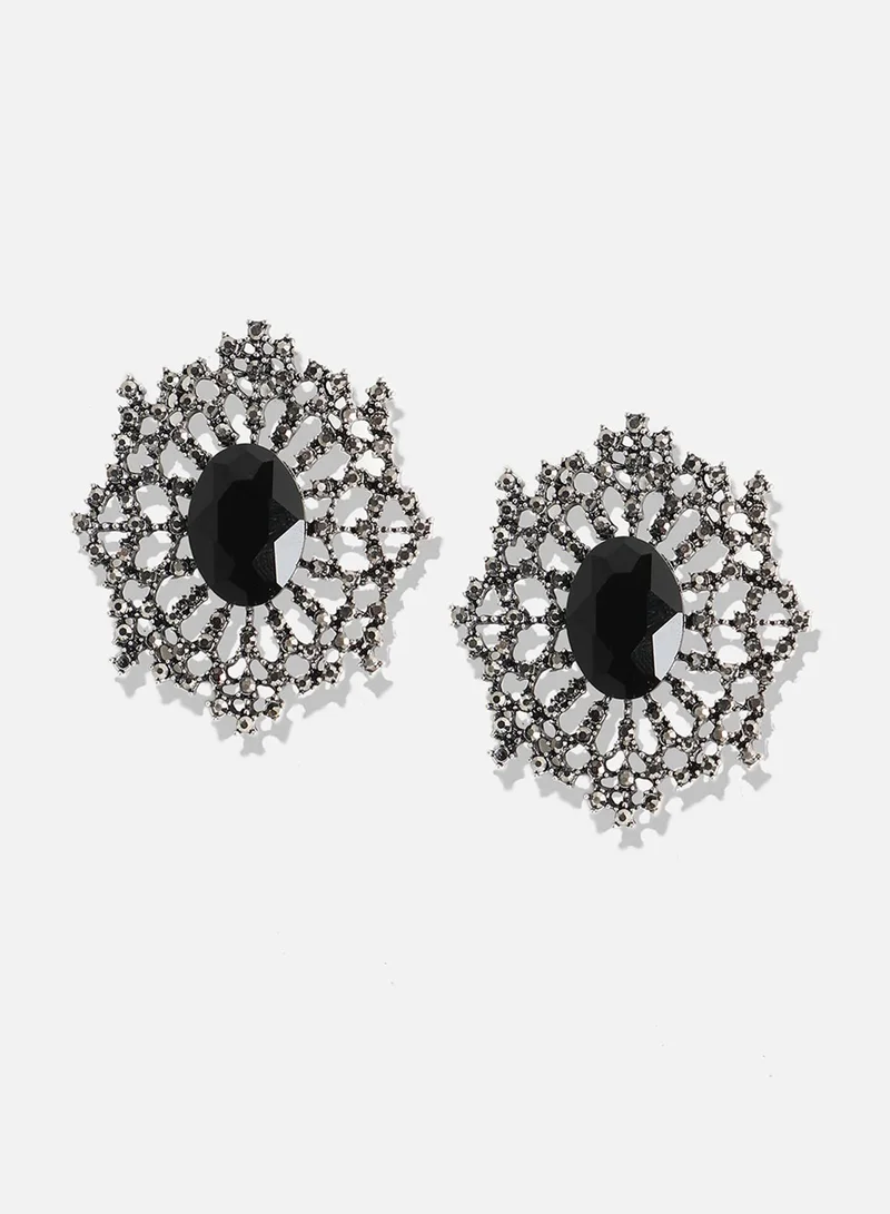 SOHI Crystal Snowflake Artificial Stud Earring Jewellery