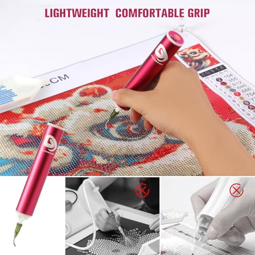 DAFENCHI Cordless Electric Diamond Painting Pen with Light, Electric Diamond Art Painting Pen Vacuum, Automatic Diamond Dot Pen Kit, 2 Replacement Tip, DIY Diamond Art Painting Tool - Image 3