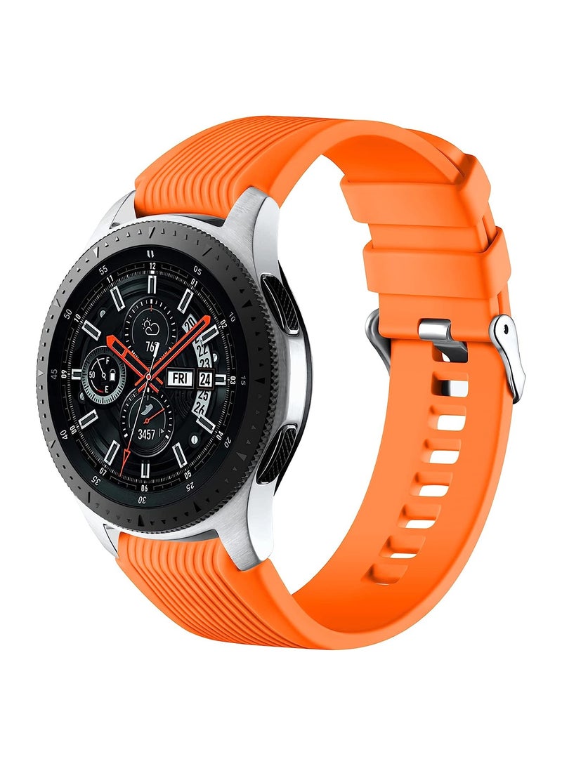 KASTWAVE Silicone Watch Strap for Samsung Galaxy Watch/Gear S3/Watch With a Lug Width of 22mm, Soft Silicone Sport Wristband Replacement Straps, Vertical Grain Strap, for Men Women (Orange) - Image 1