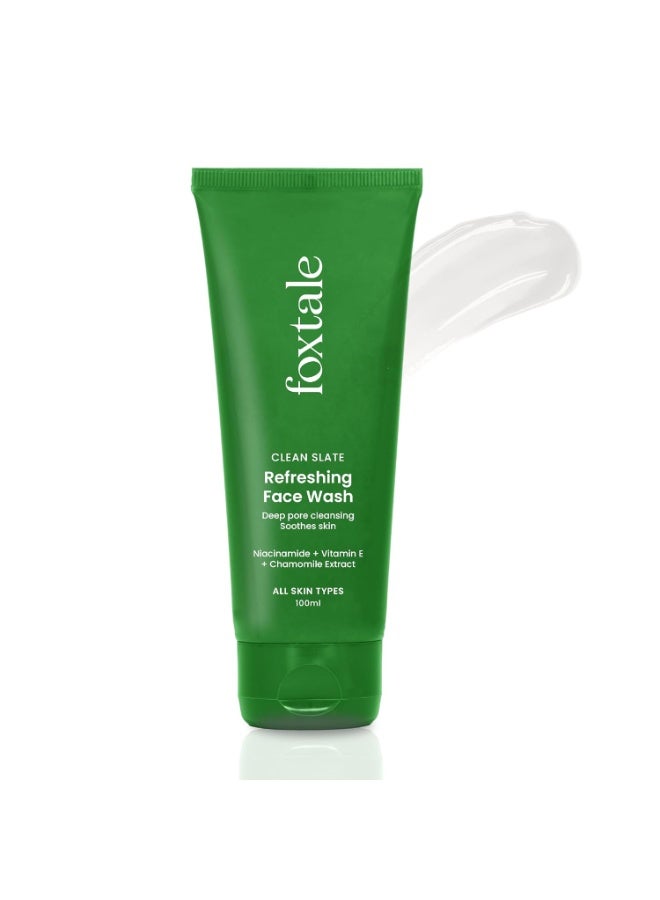 Foxtale Refreshing Face Wash for Deep Cleansing with Niacinamide, Hydrates & Brightens, Non-Drying Cleanser for Glowing Skin, Men & Women, For All Skin Types - 100 ml - Image 1