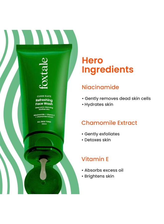 Foxtale Refreshing Face Wash for Deep Cleansing with Niacinamide, Hydrates & Brightens, Non-Drying Cleanser for Glowing Skin, Men & Women, For All Skin Types - 100 ml - Image 3