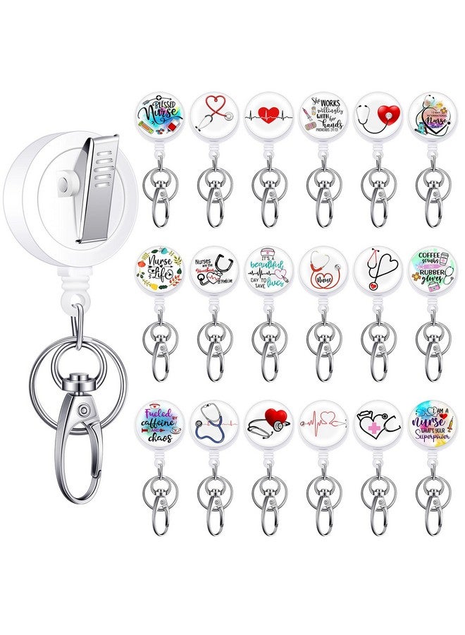 Chinco 36 Pcs Nurse Retractable Badge Reel Clips Holder Nurse Id Badge Reel Alligator Clip Nurse Work Name Tag Retractable Id Name Badge Holder Reels For Nurse Doctor Teachers Students - Image 1