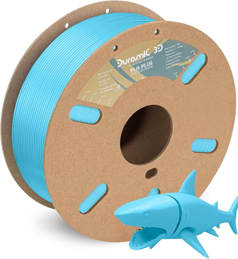 DURAMIC 3D PLA+ Filament 1.75mm 1Kg Light Blue, PLA Plus Filament 1Kg Spool(2.2lbs) Tougher and Stronger, Dimensional Accuracy Probability +/- 0.02mm - Image 1