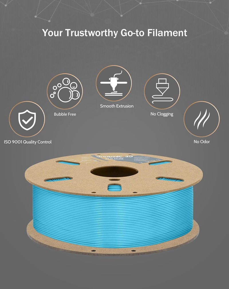 DURAMIC 3D PLA+ Filament 1.75mm 1Kg Light Blue, PLA Plus Filament 1Kg Spool(2.2lbs) Tougher and Stronger, Dimensional Accuracy Probability +/- 0.02mm - Image 5