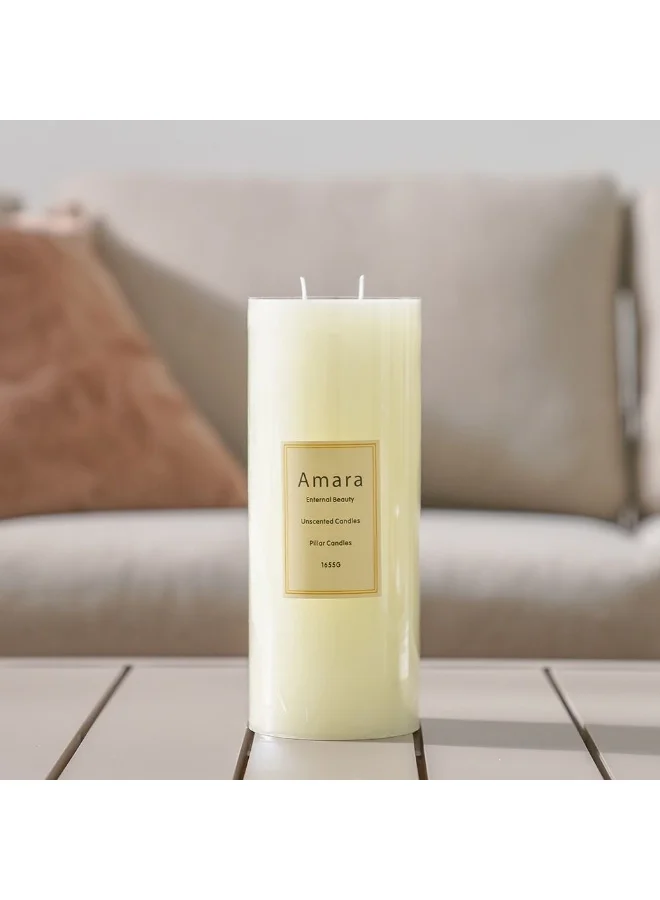 DANUBE HOME Danube Home Amara Key Single Pillar Candle (10X25Cm) Home Fragrance Decor Quality Wax Candle For Living Room Accent Timeless Beige Candles For Your Home Interiors Decorative Home Accessories