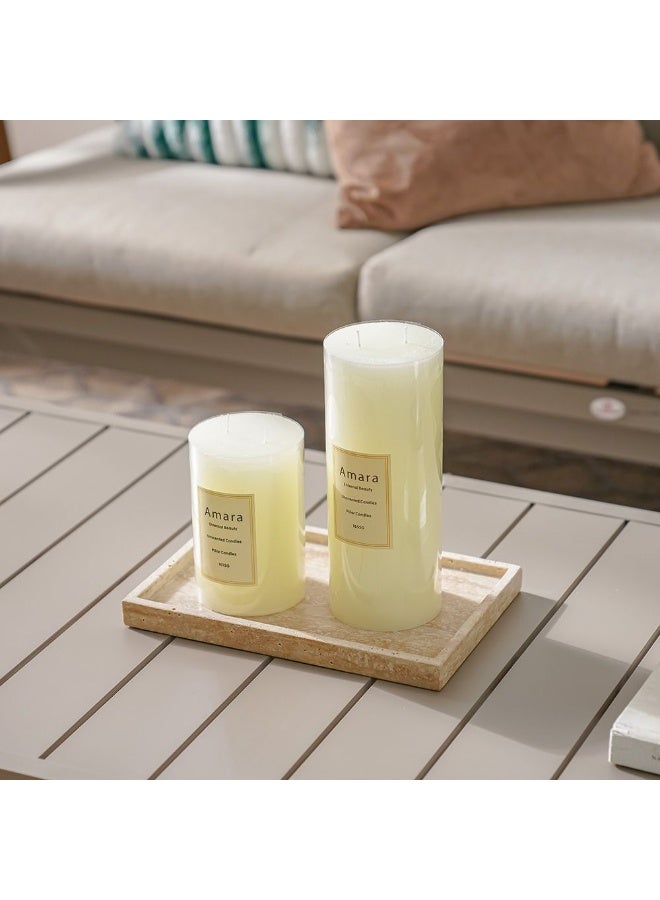 Danube Home Amara Key Single Pillar Candle (10X25Cm) Home Fragrance Decor Quality Wax Candle For Living Room Accent Timeless Beige Candles For Your Home Interiors Decorative Home Accessories - Image 3