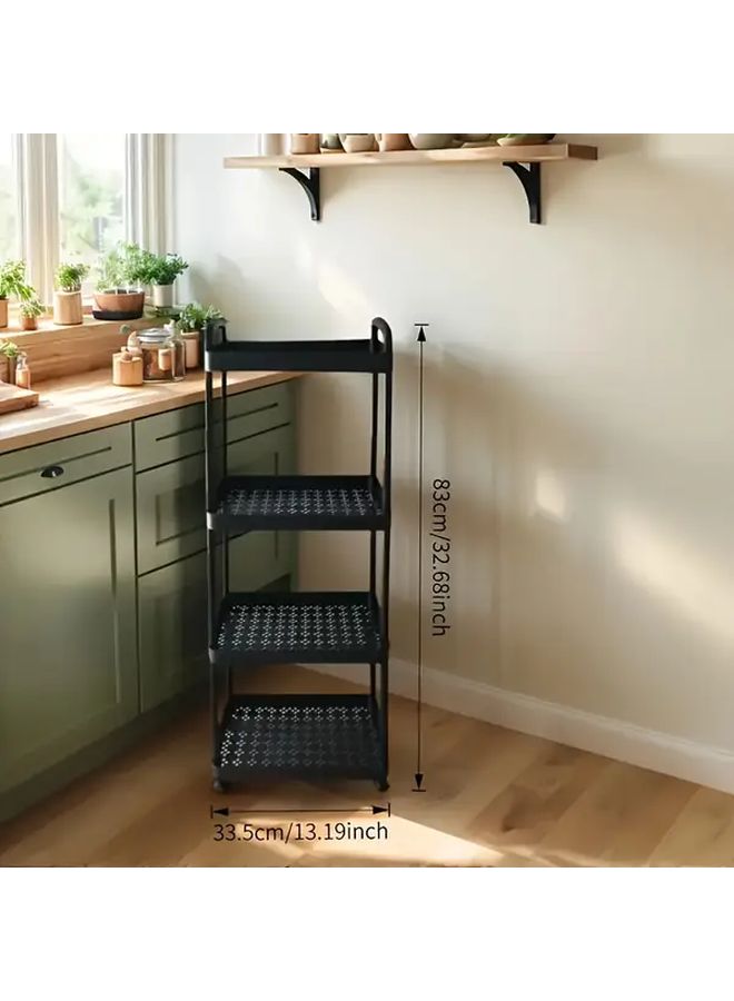 White Rolling Storage Cart With Wheels 4 Layer Plastic Organizer For Kitchen Bathroom Laundry - Image 4