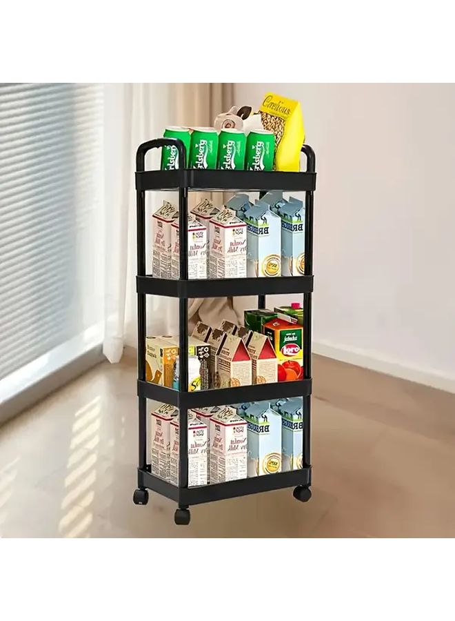 White Rolling Storage Cart With Wheels 4 Layer Plastic Organizer For Kitchen Bathroom Laundry - Image 1