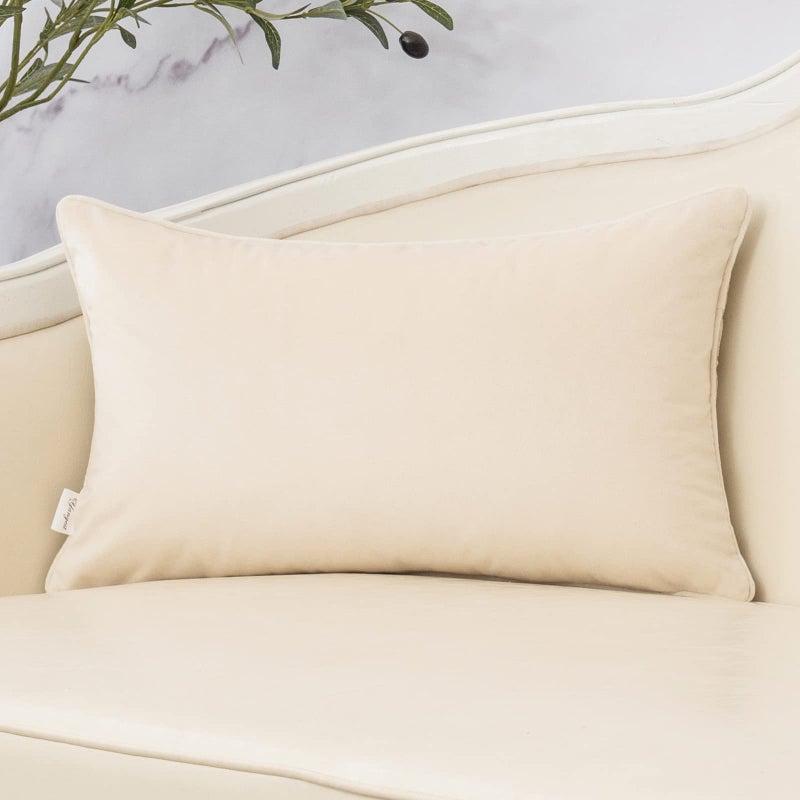 Yangest Beige Throw Pillow Cover Velvet Cushion Cover Branches Rectangular Neutral Pillowcase for Sofa Couch Bedroom Living Room, 12x20 Inch - Image 2