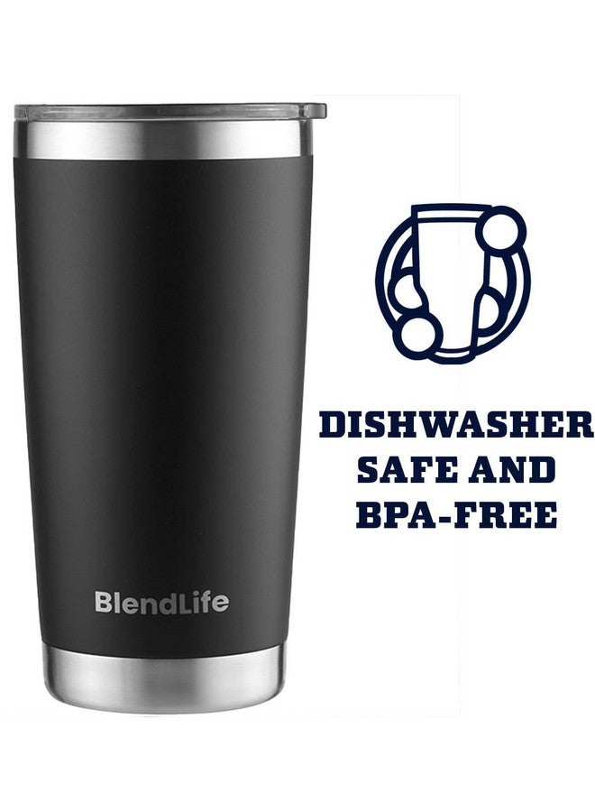 BlendLife كوب تامبلر معزول من بليند لايف مع غطاء وقشة قابلة لإعادة الاستخدام | 600 مل من الفولاذ المقاوم للصدأ مزدوج الجدار | يحافظ على المشروبات ساخنة أو باردة لعدة ساعات | كوب قهوة ومشروبات متين وأنيق | أسود - Image 5