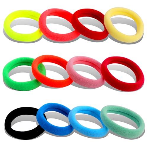 DWKFEOQ 120PCS DWKFEOQ Hair Ties for Women Girls Elastic Ponytail Holders Cotton Seamless Hair Bands No Damage for Thick Hair 189 Inch in Diameter 12 colors - Image 1