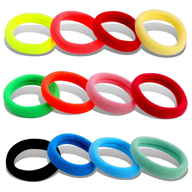DWKFEOQ 120PCS DWKFEOQ Hair Ties for Women Girls Elastic Ponytail Holders Cotton Seamless Hair Bands No Damage for Thick Hair 189 Inch in Diameter 12 colors - Image 2