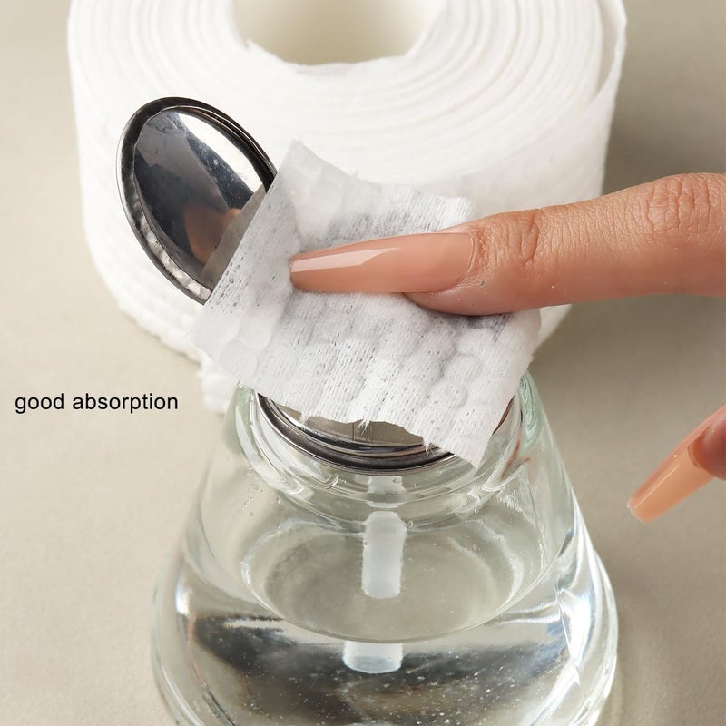 Fcozpjk 1000Pcs/1 Roll Lint Free Nail Wipes, Nail Polish Remover Pads, White Cotton Pads Wipes for Gel Nails, Dust Cleaning Degreasing Nail Napkins Cotton Swabs, Manicure Salon Supplies - Image 5