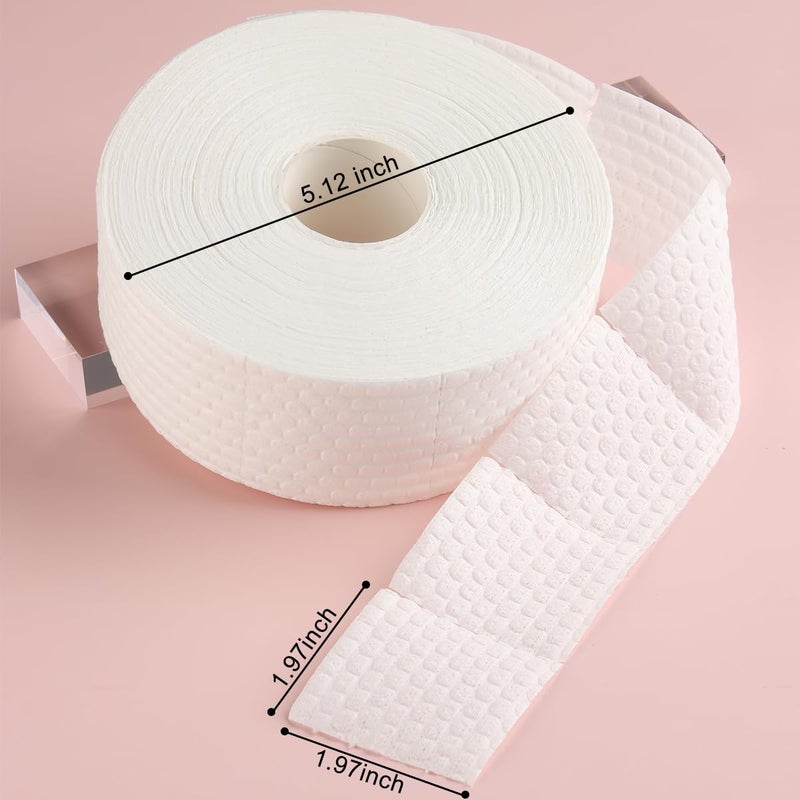 Fcozpjk 1000Pcs/1 Roll Lint Free Nail Wipes, Nail Polish Remover Pads, White Cotton Pads Wipes for Gel Nails, Dust Cleaning Degreasing Nail Napkins Cotton Swabs, Manicure Salon Supplies - Image 3