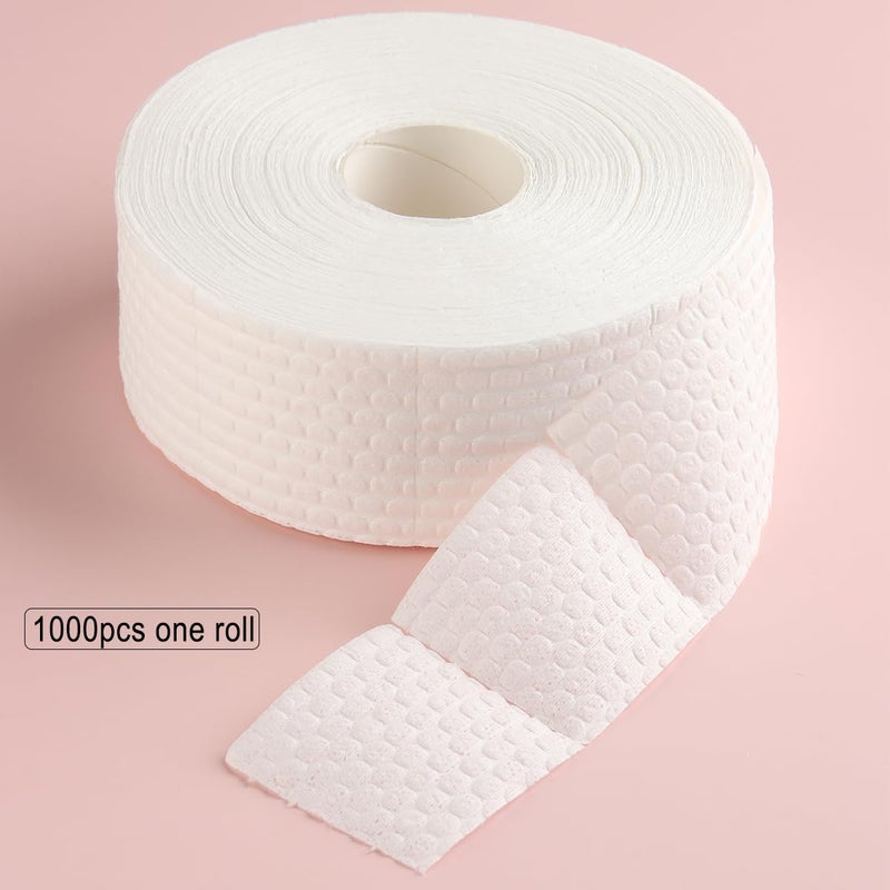 Fcozpjk 1000Pcs/1 Roll Lint Free Nail Wipes, Nail Polish Remover Pads, White Cotton Pads Wipes for Gel Nails, Dust Cleaning Degreasing Nail Napkins Cotton Swabs, Manicure Salon Supplies - Image 2