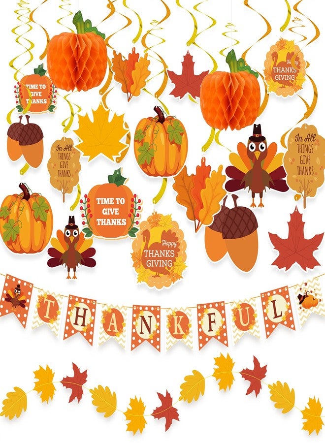 DAZONGE 40PCS Thanksgiving Decorations Set, Pre-Assembled Thanksgiving Banner & Garland, Hanging Decorations for Home, Office, Fall Harvest Home Party Décor - Image 1