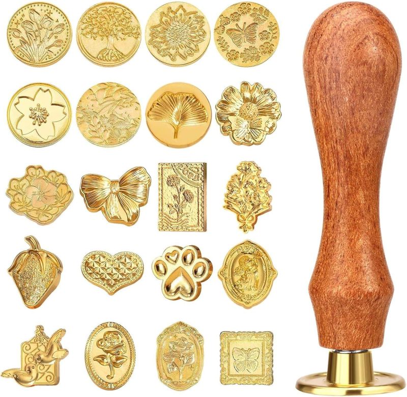Wax Seal Kit: Gold, Complete Accessories, Easy To Use - Exquisite Patterns, Custom Wax Seals For Wedding Invitations, Gift Wrapping, DIY Crafts - Image 1