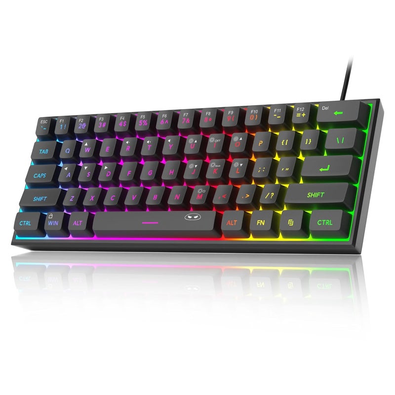 MageGee Mini 60% Gaming Keyboard, Rgb Backlit 61 Key Ultra-Compact Keyboard, Ts91 Ergonomic Waterproof Mechanical Feeling Office Computer Keyboard For Pc, Mac, Ps4, Xbox One Gamer, Wired (Black) - Image 1
