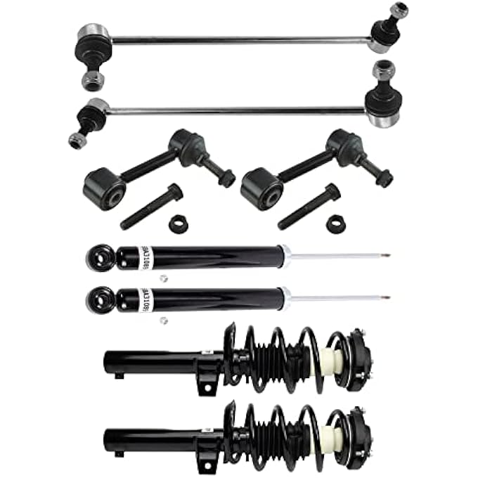 تي آر كيو طقم تعليق أمامي وخلفي كامل، دعامة، زنبرك لولبي، ممتص صدمات، قضيب توازن، وصلة تثبيت، متوافق مع فولكس فاجن تيجوان 2009-2017، تيجوان ليمتد 2017-2018 - Image 1