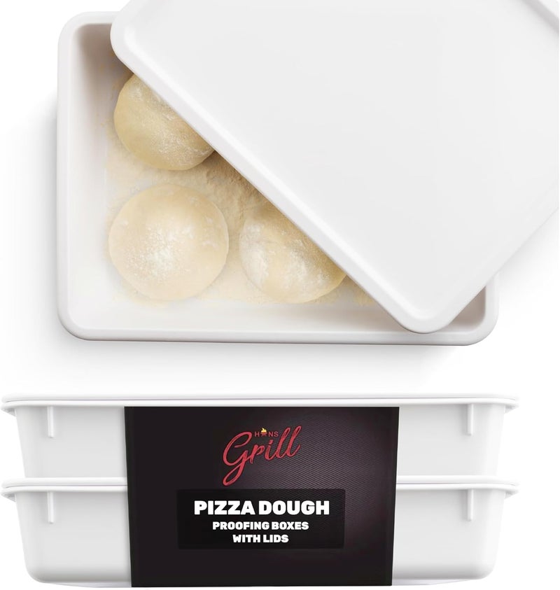 Hans Grill 2-Piece BPA Free Plastic Dough Proofing Box | Pizza & Bread Proofing Box, Stackable, with Covers & Lid | Premium Quality (2 Pack Large) - Image 1