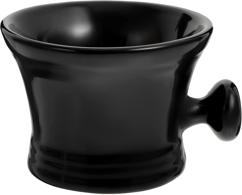 comfrt Shaving Cream Bowl Ceramic Shaving Bowl with Handle Shaving Cream Foaming Cup for Man Black Shaving Mug - Image 1