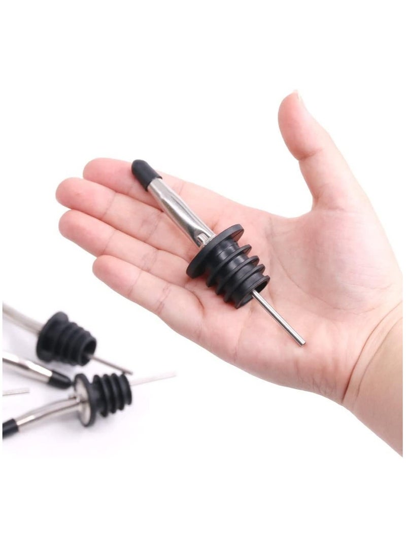 Generic - 12 Pcs Stainless Steel Bottle Speed Pourers Tapered Spout with Rubber Dust Caps Perfect for kitchen Clubs Restaurants Coffee Shops Diners fits olive oil syrup and vinegar bottles. - Image 1