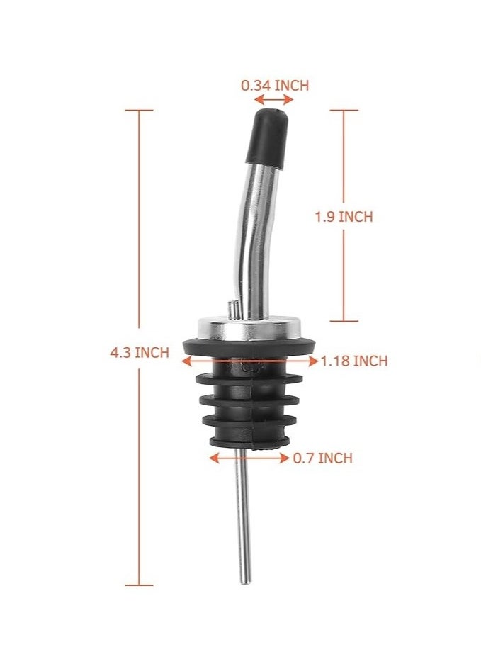 Generic - 12 Pcs Stainless Steel Bottle Speed Pourers Tapered Spout with Rubber Dust Caps Perfect for kitchen Clubs Restaurants Coffee Shops Diners fits olive oil syrup and vinegar bottles. - Image 1