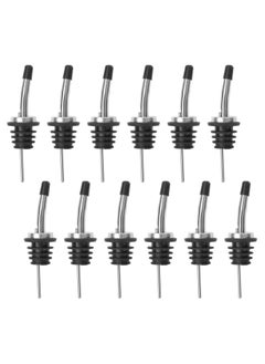 12 Pcs Stainless Steel Bottle Speed Pourers Tapered Spout with Rubber Dust Caps Perfect for kitchen Clubs Restaurants Coffee Shops Diners fits olive oil syrup and vinegar bottles.
